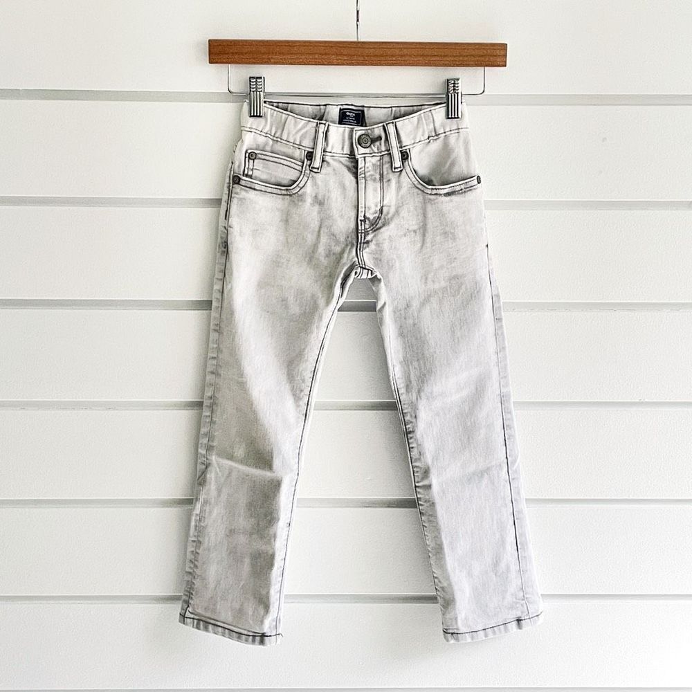 Gap Boys Skinny Fit Stone Washed Denim Cropped Jeans Size 6 White Gray Silver